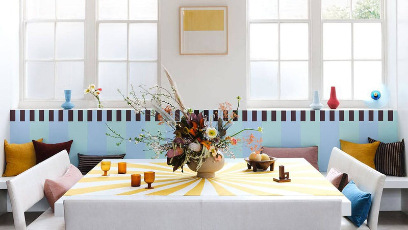 Dining room painted in all colours from the Neo Deco pastel paint collection. 