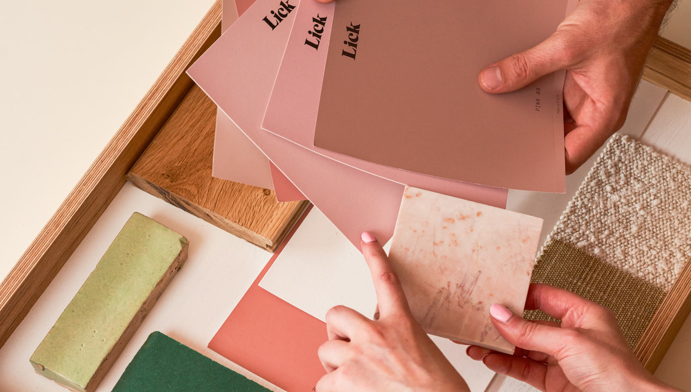 Moodboard with Lick peel-and-stick paint samples