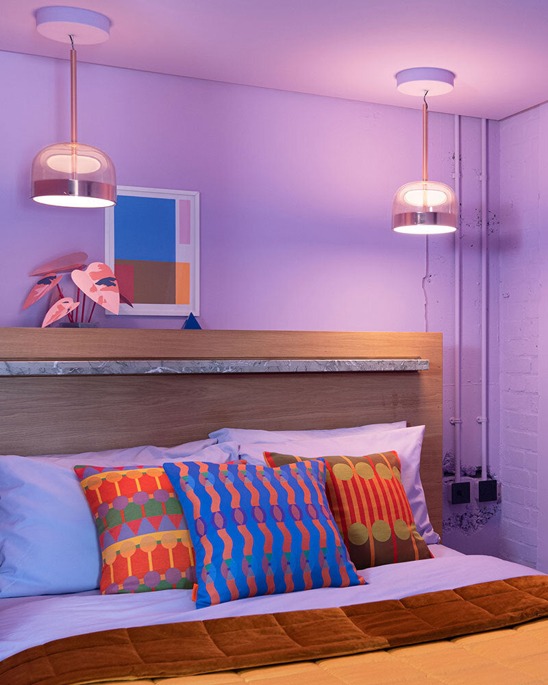 Bedroom decorated in Purple 04 paint shade