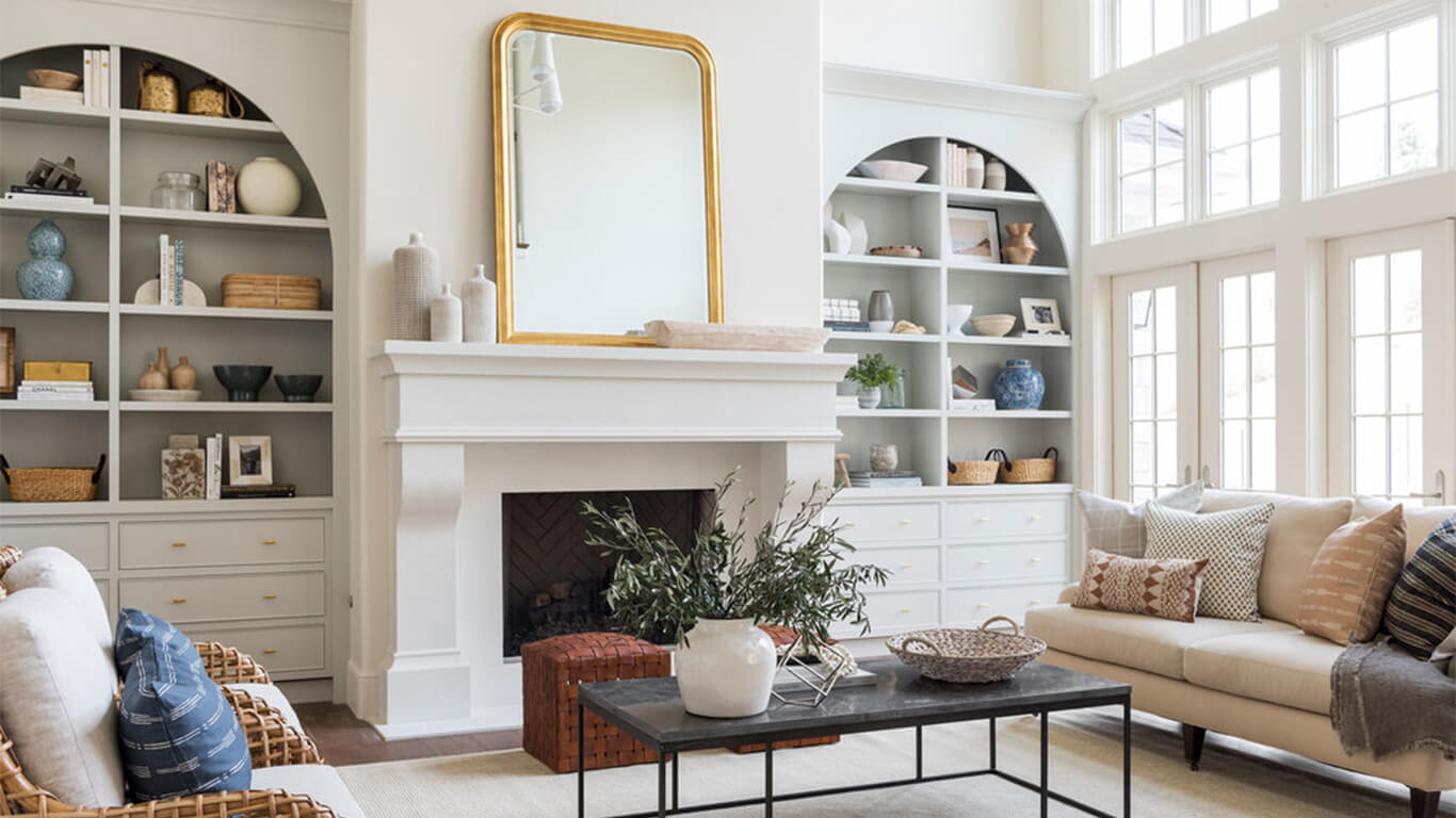 Light and airy modern farmhouse living room via Studio McGee