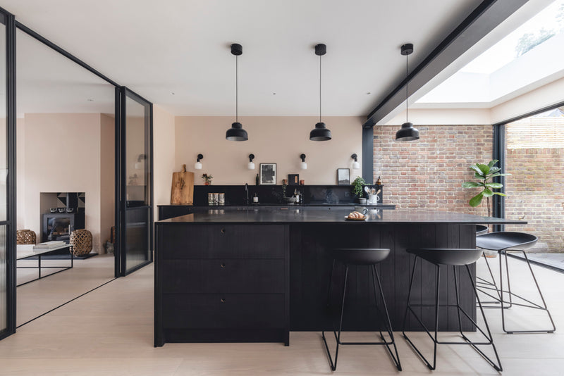 Black, Pink and White contemporary kitchen 