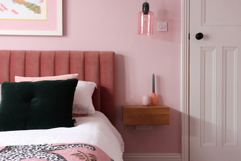 Bedroom painted in Lick Pink 03 paint