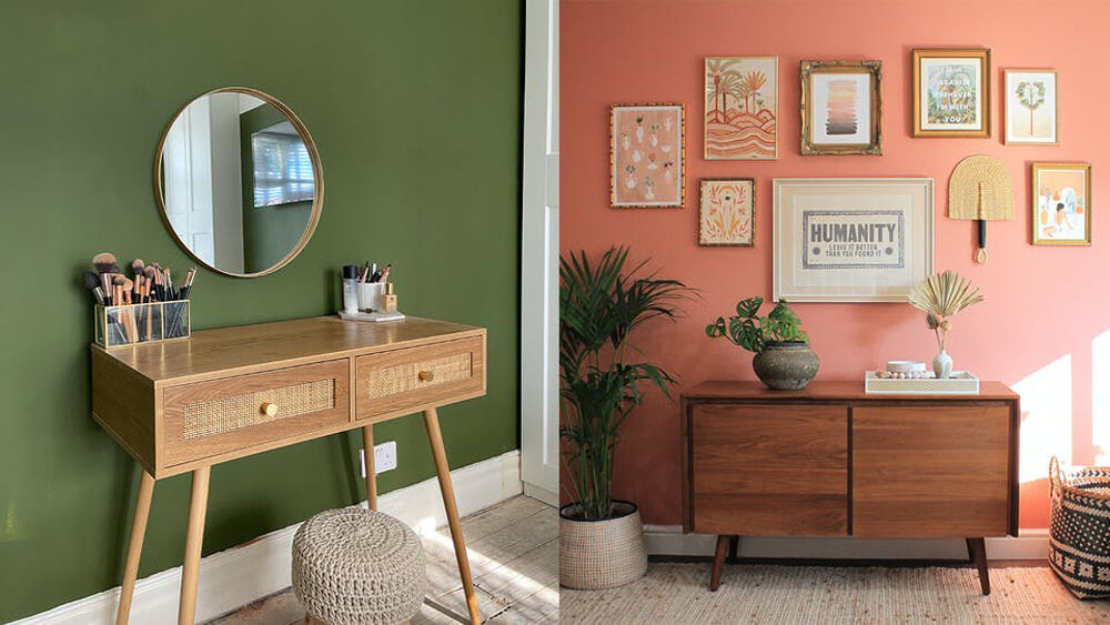 Bedrooms painted with Green 05 and Red 03
