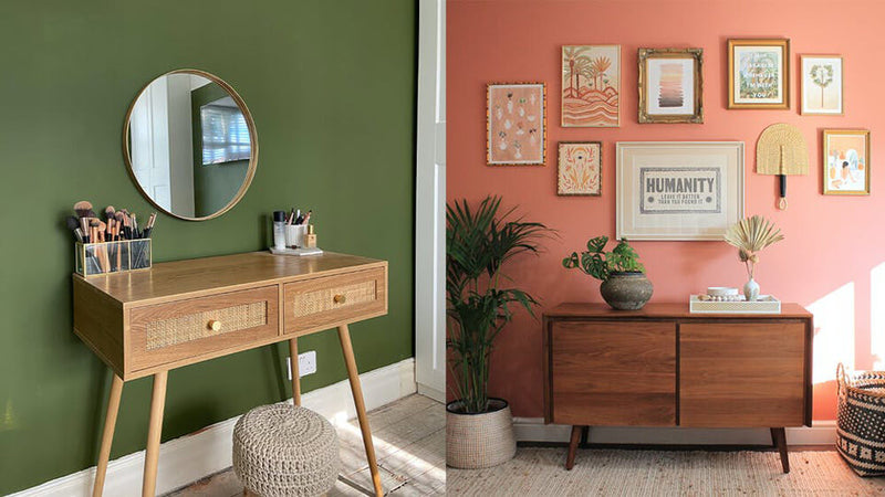 Bedrooms painted with Green 05 and Red 03