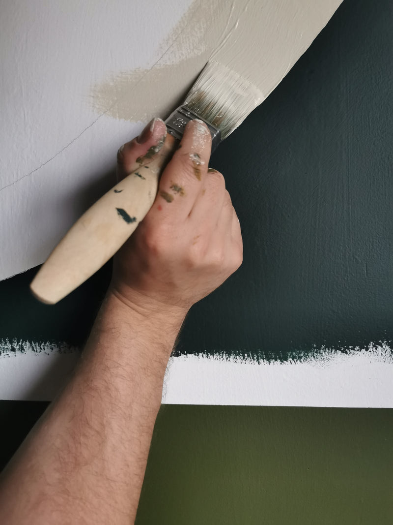 Man painting with Lick paint and brush on wall