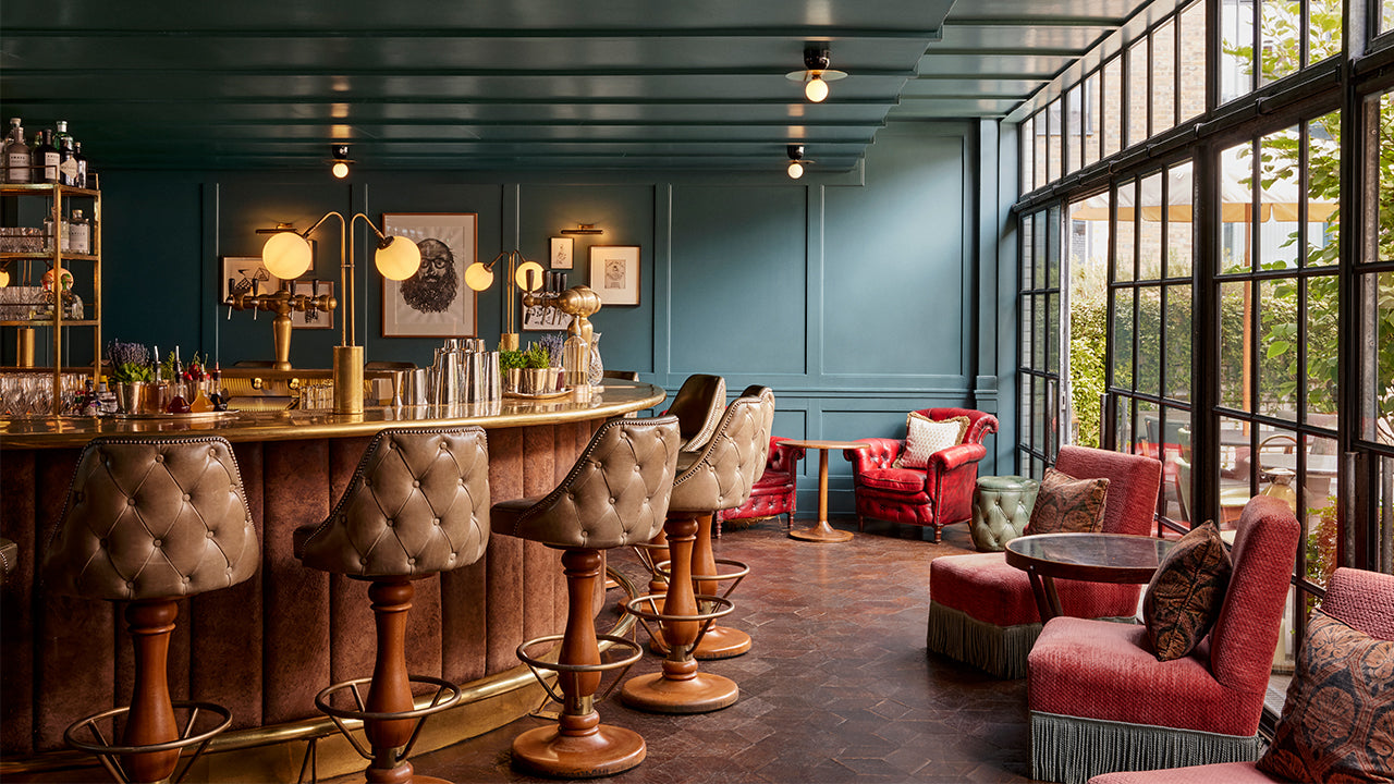 Soho House 76 Dean Street bar painted in Lick Teal 03 76 Dean Street paint