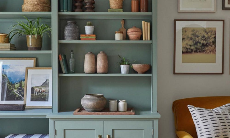 Living room cupboards painted in Lick Green 02 paint